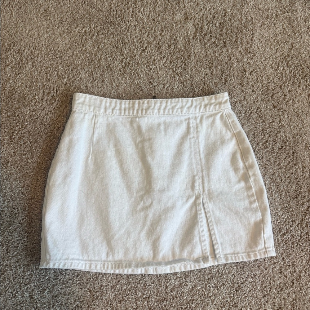 Lioness Cream Mini Skirt with Front Slit